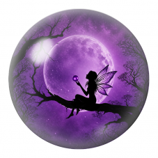 Cabochon en Verre Illustré Fée à l'Orbe Violet sous la Lune 12 à 25mm pour la Création de Bijoux Fantaisie - DIY