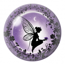 Cabochon en Verre Illustré Fée à la Fleur dans le Jardin Violet 12 à 25mm pour la Création de Bijoux Fantaisie - DIY