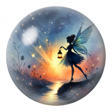 Cabochon en Verre Illustré Fée à la Lanterne au Bord de l'Eau 12 à 25mm pour la Création de Bijoux Fantaisie - DIY