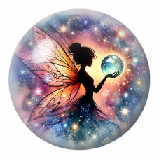 Cabochon en Verre Illustré Fée à l'Orbe de Cristal 12 à 25mm pour la Création de Bijoux Fantaisie - DIY