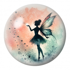 Cabochon en Verre Illustré Fée aux Ailes Vertes dans l'Aquarelle 12 à 25mm pour la Création de Bijoux Fantaisie - DIY