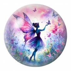 Cabochon en Verre Illustré Fée aux Papillons dans le Jardin Fleuri 12 à 25mm pour la Création de Bijoux Fantaisie - DIY