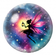 Cabochon en Verre Illustré Fée à la Lanterne dans le Ciel d'Aquarelle 12 à 25mm pour la Création de Bijoux Fantaisie - DIY