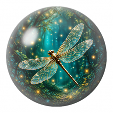 Cabochon en Verre Illustré Libellule Dorée dans la Forêt 12 à 25mm pour la Création de Bijoux Fantaisie - DIY
