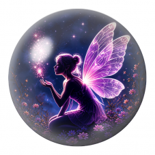 Cabochon en Verre Illustré Fée Soufflant une Poussière d'Étoiles 12 à 25mm pour la Création de Bijoux Fantaisie - DIY