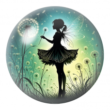 Cabochon en Verre Illustré Fée au Pissenlit dans la Prairie 12 à 25mm pour la Création de Bijoux Fantaisie - DIY