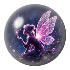 Cabochon en Verre Illustré Fée Soufflant des Étincelles Roses 12 à 25mm pour la Création de Bijoux Fantaisie - DIY