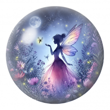 Cabochon en Verre Illustré Fée aux Papillons dans le Jardin Lunaire 12 à 25mm pour la Création de Bijoux Fantaisie - DIY