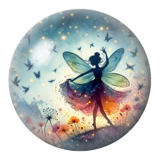 Cabochon en Verre Illustré Fée Dansant parmi les Papillons 12 à 25mm pour la Création de Bijoux Fantaisie - DIY