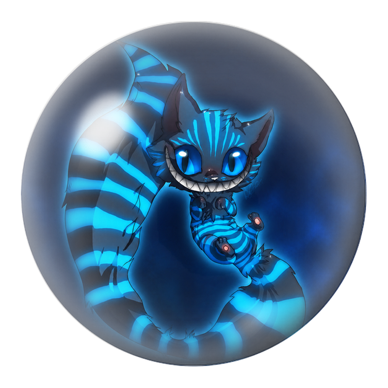 Cabochon en Verre Illustré Chat du Cheshire Bleu Lumineux 12 à 25mm