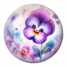 Cabochon en Verre Illustré Pensée Violette au Visage Enchanté 12 à 25mm pour la Création de Bijoux Fantaisie - DIY