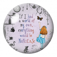 Cabochon en Verre Illustré Alice et le Monde de ses Rêves 12 à 25mm pour la Création de Bijoux Fantaisie - DIY
