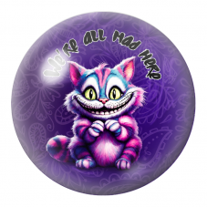 Cabochon en Verre Illustré Chat du Cheshire Rose et Bleu 12 à 25mm pour la Création de Bijoux Fantaisie - DIY