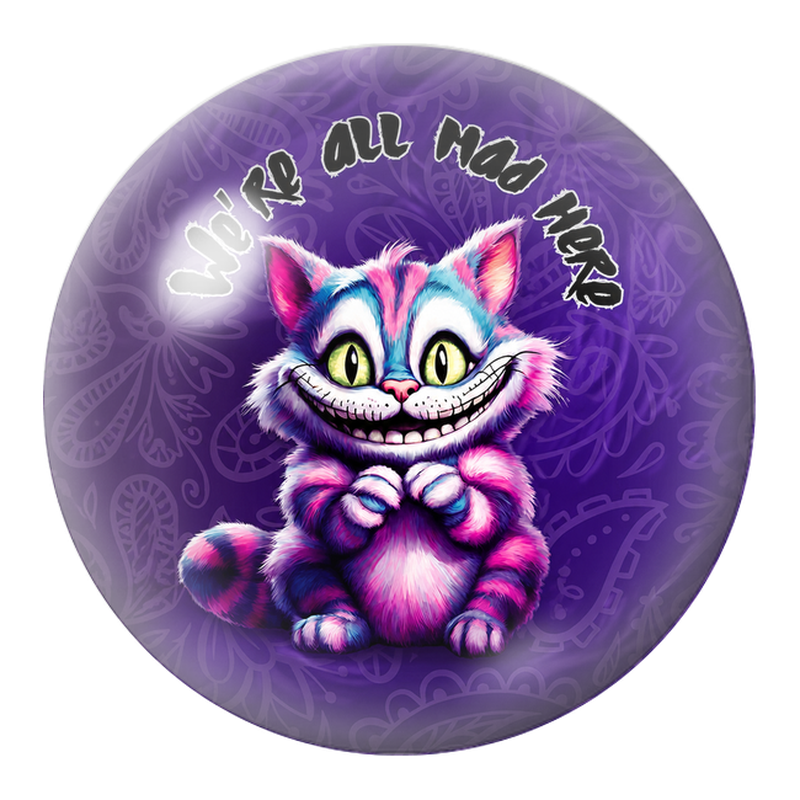 Cabochon en Verre Illustré Chat du Cheshire Rose et Bleu 12 à 25mm