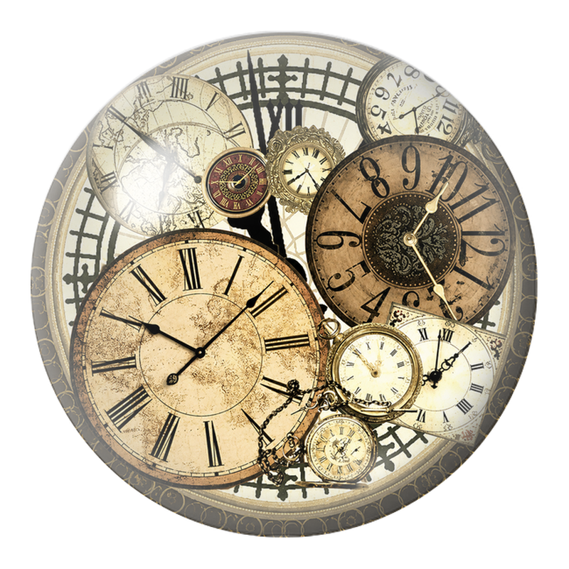 Cabochon en Verre Illustré Tourbillon d’Horloges Anciennes 12 à 25mm