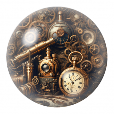 Cabochon en Verre Illustré Atelier Steampunk du Temps 12 à 25mm pour la Création de Bijoux Fantaisie - DIY