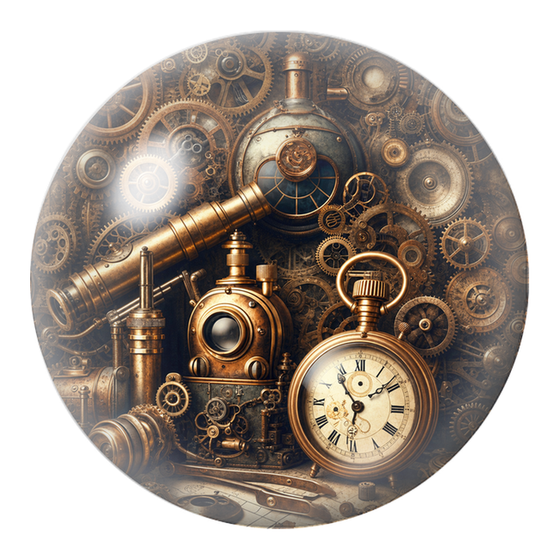 Cabochon en Verre Illustré Atelier Steampunk du Temps 12 à 25mm