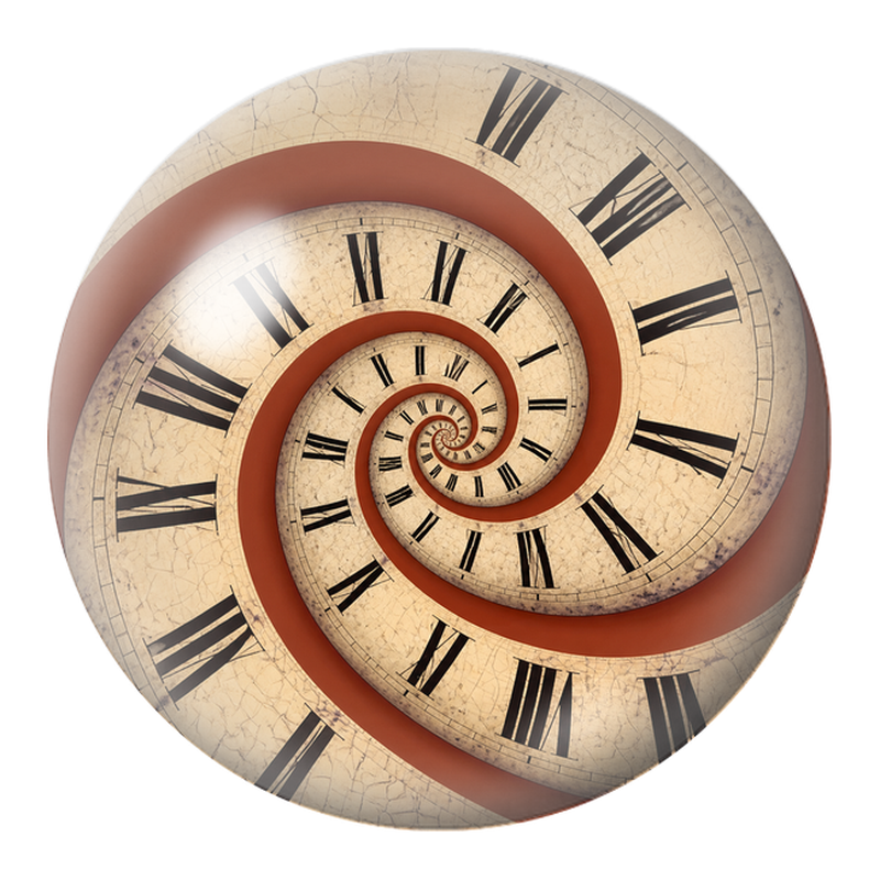 Cabochon en Verre Illustré Spirale du Temps aux Chiffres Romains 12 à 25mm