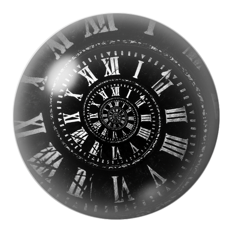 Cabochon en Verre Illustré Spirale d’Horloge Noire et Blanche 12 à 25mm