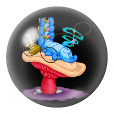 Cabochon en Verre Illustré Chenille Bleue au Narguilé 12 à 25mm pour la Création de Bijoux Fantaisie - DIY