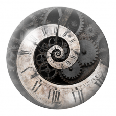 Cabochon en Verre Illustré Horloge Spirale aux Rouages Noirs 12 à 25mm pour la Création de Bijoux Fantaisie - DIY