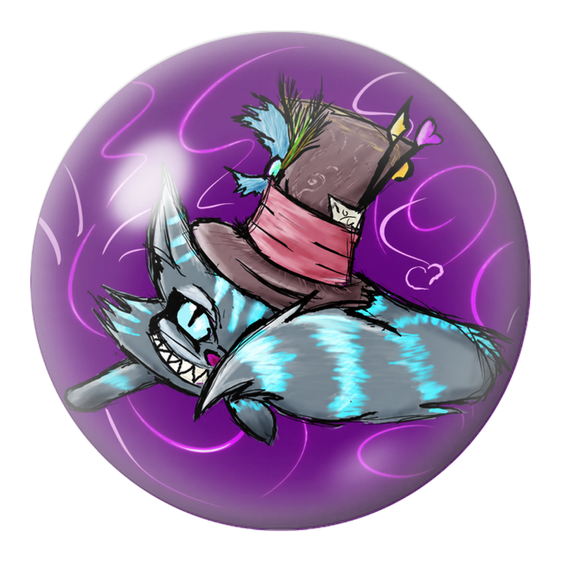 Cabochon en Verre Illustré Chat du Cheshire Bleu au Chapeau Fou 12 à 25mm