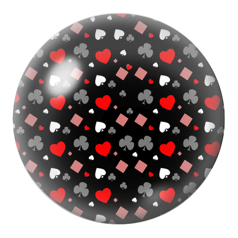 Cabochon en Verre Illustré Symboles de Cartes sur Fond Noir 12 à 25mm