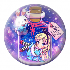 Cabochon en Verre Illustré Alice et le Lapin Blanc dans une Fiole 12 à 25mm pour la Création de Bijoux Fantaisie - DIY