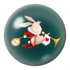 Cabochon en Verre Illustré Lapin Blanc Trompettiste à la Montre 12 à 25mm pour la Création de Bijoux Fantaisie - DIY