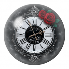 Cabochon en Verre Illustré Horloge Gothique aux Roses Rouges 12 à 25mm pour la Création de Bijoux Fantaisie - DIY