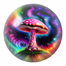 Cabochon en Verre Illustré Champignon Cosmique Arc-en-Ciel 12 à 25mm pour la Création de Bijoux Fantaisie - DIY