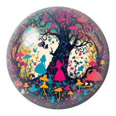 Cabochon en Verre Illustré Silhouettes d’Alice dans la Forêt Colorée 12 à 25mm pour la Création de Bijoux Fantaisie - DIY