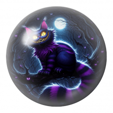 Cabochon en Verre Illustré Chat du Cheshire Violet sous la Lune 12 à 25mm pour la Création de Bijoux Fantaisie - DIY