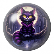 Cabochon en Verre Illustré Chat du Cheshire au Collier sous la Lune 12 à 25mm pour la Création de Bijoux Fantaisie - DIY