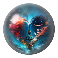 Cabochon en Verre Illustré Alice face au Sourire du Chat du Cheshire 12 à 25mm pour la Création de Bijoux Fantaisie - DIY