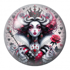Cabochon en Verre Illustré Reine de Cœur Gothique aux Roses 12 à 25mm pour la Création de Bijoux Fantaisie - DIY