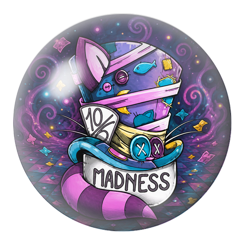Cabochon en Verre Illustré Chapeau Fou Enveloppé de Rubans 12 à 25mm