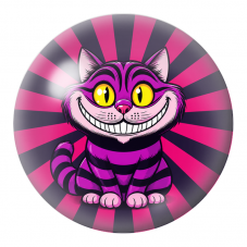 Cabochon en Verre Illustré Chat du Cheshire Rose au Sourire Géant 12 à 25mm pour la Création de Bijoux Fantaisie - DIY