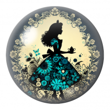 Cabochon en Verre Illustré Silhouette d’Alice à la Tasse de Thé 12 à 25mm pour la Création de Bijoux Fantaisie - DIY