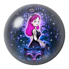 Cabochon en Verre Illustré Alice Gothique aux Chats du Cheshire 12 à 25mm pour la Création de Bijoux Fantaisie - DIY