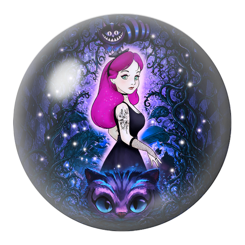 Cabochon en Verre Illustré Alice Gothique aux Chats du Cheshire 12 à 25mm