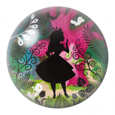 Cabochon en Verre Illustré Silhouette d’Alice dans la Forêt Rose 12 à 25mm pour la Création de Bijoux Fantaisie - DIY