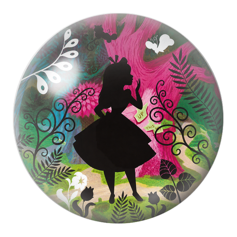 Cabochon en Verre Illustré Silhouette d’Alice dans la Forêt Rose 12 à 25mm