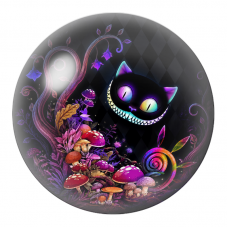 Cabochon en Verre Illustré Visage du Chat du Cheshire au Jardin Sombre 12 à 25mm pour la Création de Bijoux Fantaisie - DIY