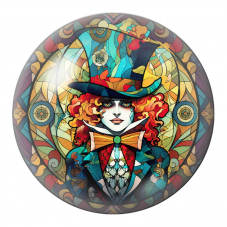 Cabochon en Verre Illustré Chapelier en Vitrail Multicolore 12 à 25mm pour la Création de Bijoux Fantaisie - DIY