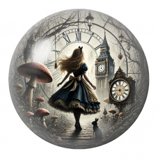 Cabochon en Verre Illustré Alice sur le Chemin des Horloges 12 à 25mm pour la Création de Bijoux Fantaisie - DIY
