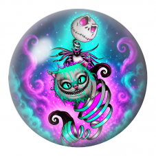 Cabochon en Verre Illustré Squelettes et Chat du Cheshire en Rubans 12 à 25mm pour la Création de Bijoux Fantaisie - DIY