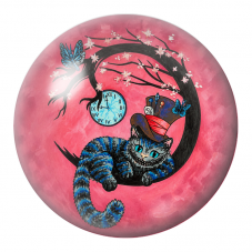 Cabochon en Verre Illustré Chat du Cheshire au Chapeau sous les Fleurs 12 à 25mm pour la Création de Bijoux Fantaisie - DIY