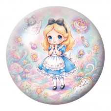 Cabochon en Verre Illustré Petite Alice au Jardin Pastel 12 à 25mm pour la Création de Bijoux Fantaisie - DIY