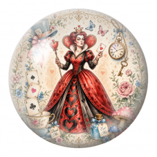 Cabochon en Verre Illustré Reine de Cœur au Jardin Merveilleux 12 à 25mm pour la Création de Bijoux Fantaisie - DIY